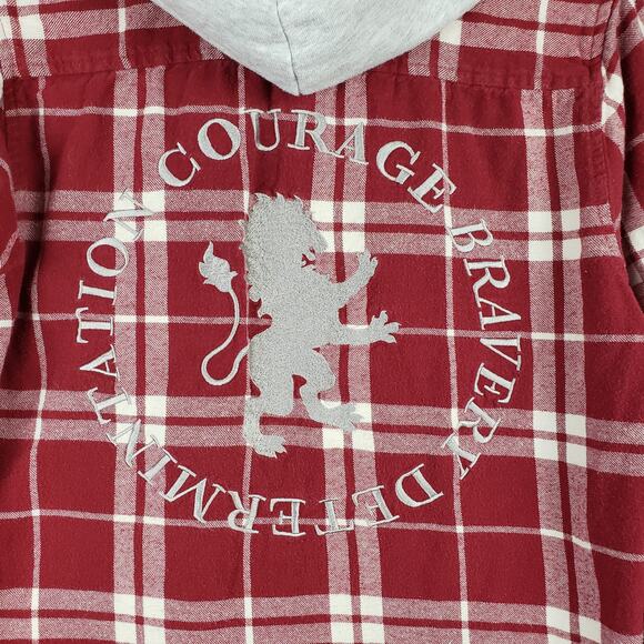 Harry Potter Size XS Hooded Flannel Gryffindor Embroidered Red Plaid‎ Hogwarts - Picture 11 of 12